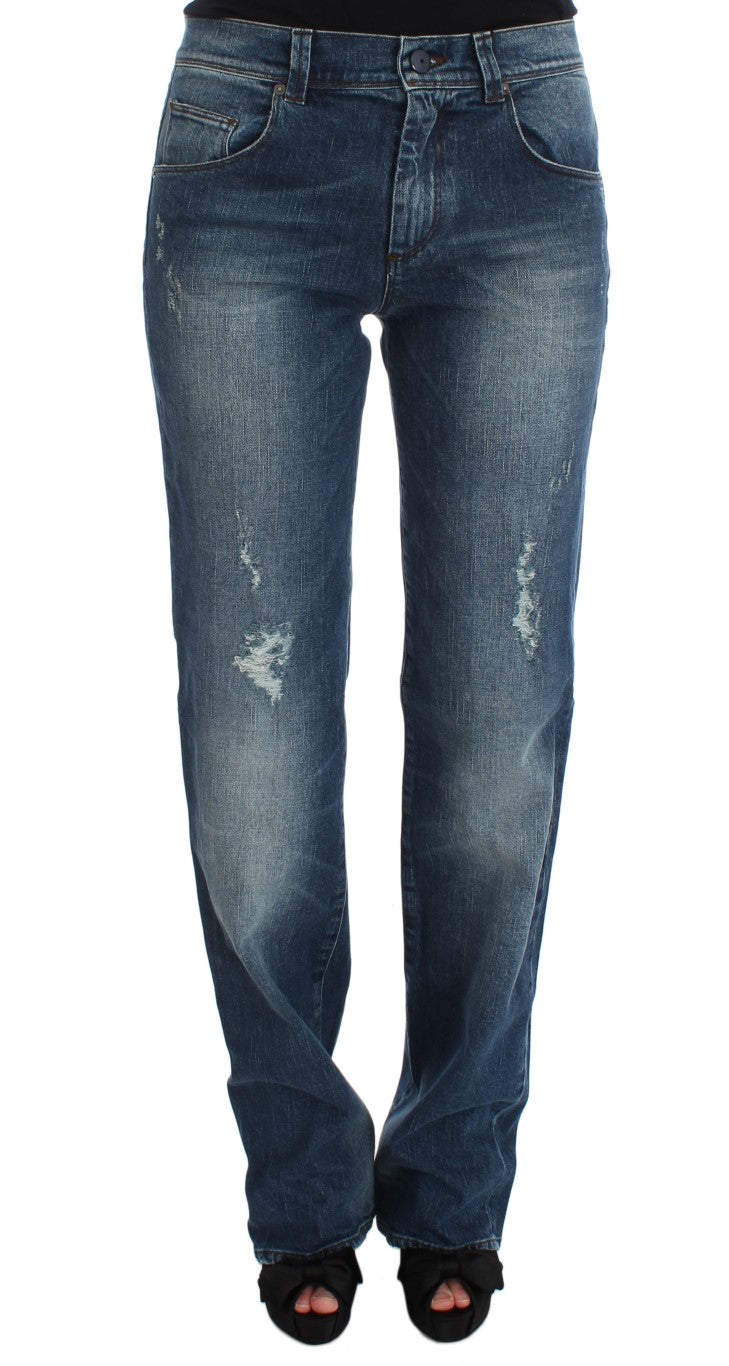 Ermanno Scervino Blaue Waschung Baumwollmischung Slim Fit Jeans