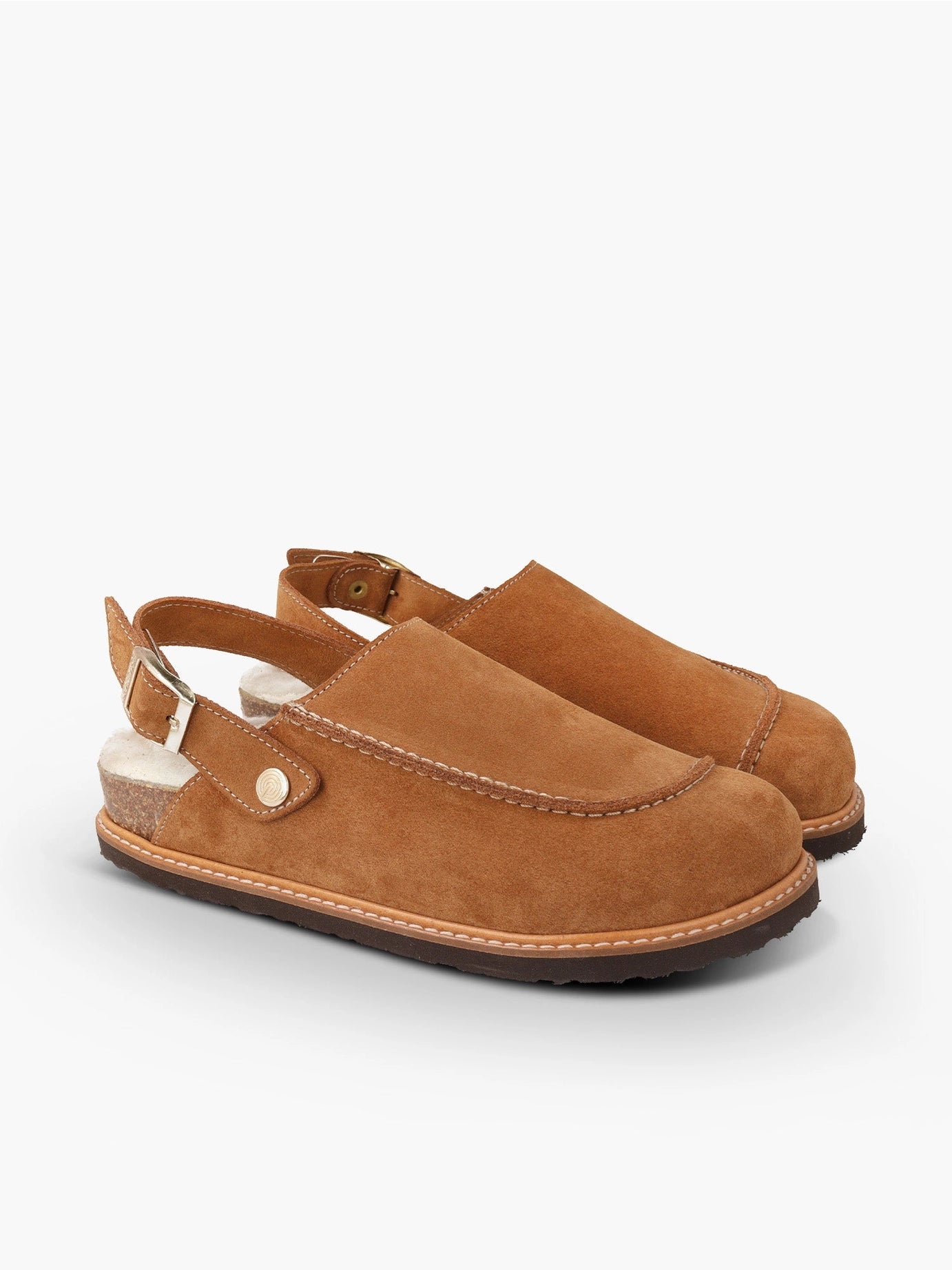 Leder-Clog Galbano“ Veloursleder Mandel