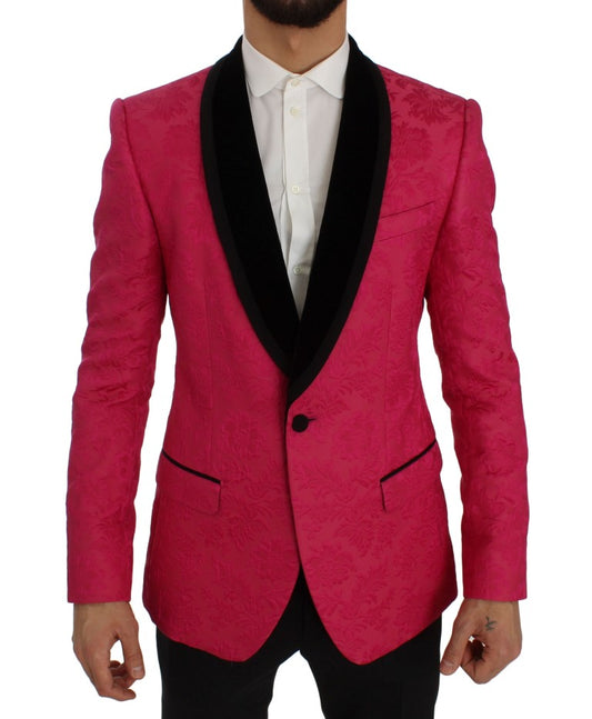 Dolce & Gabbana Rosa Brokatjacke mit Blumenmuster und schmalem Blazer