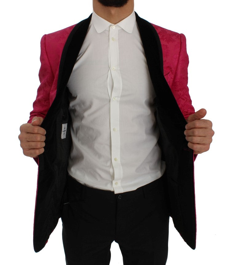 Dolce & Gabbana Rosa Brokatjacke mit Blumenmuster und schmalem Blazer