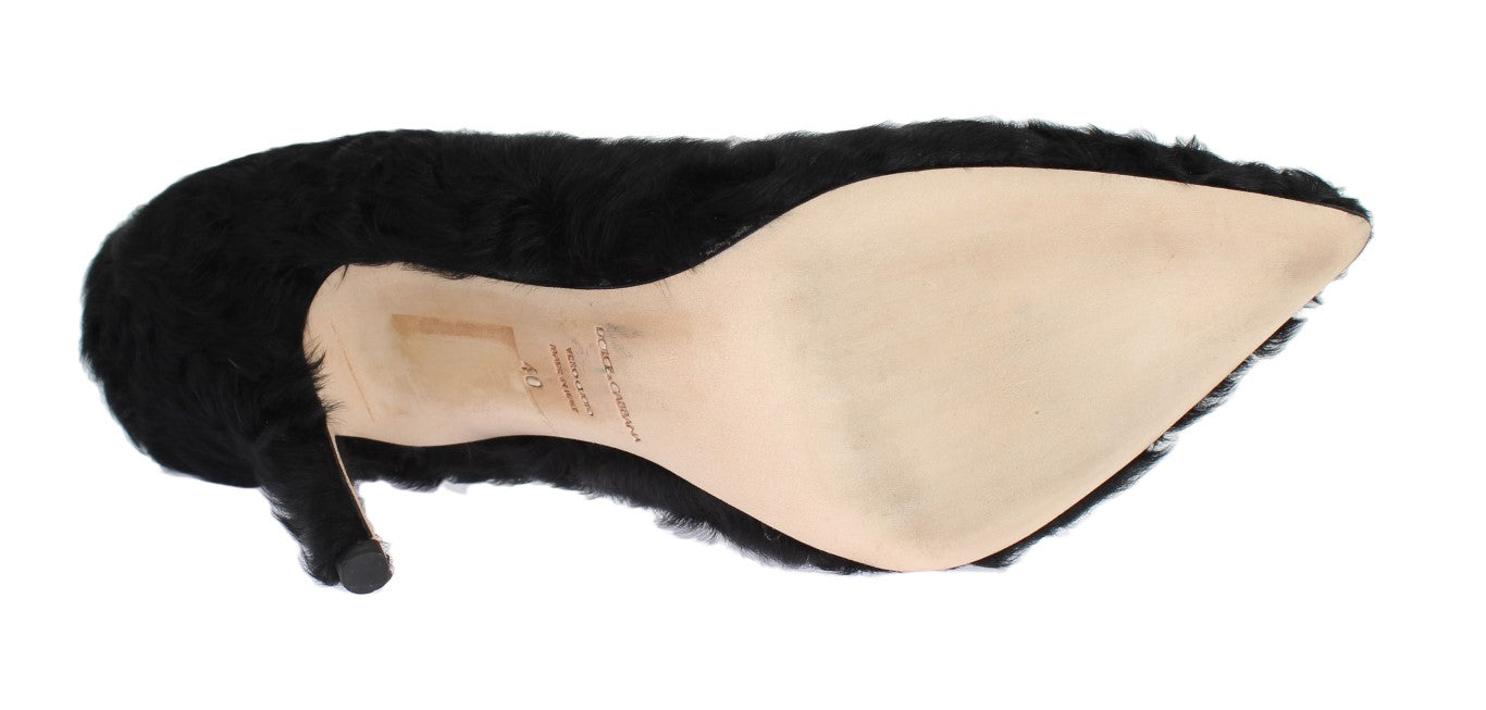 Dolce & Gabbana Schwarze Xiangao Lammfell Leder Pumps
