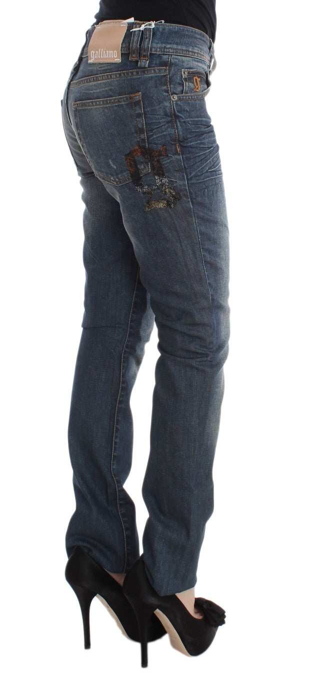 John Galliano Blaue Waschung Baumwollmischung Slim Fit Jeans