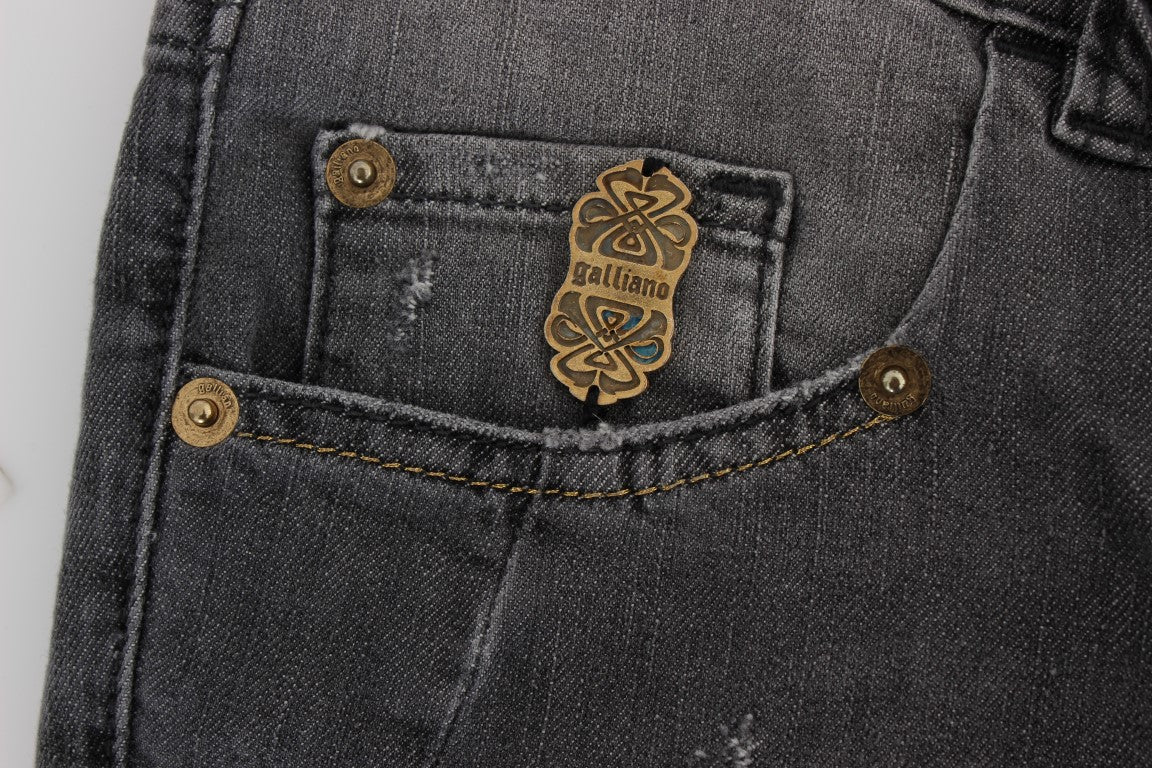 John Galliano Graue Waschung Baumwollmischung Slim Fit Stretch Jeans