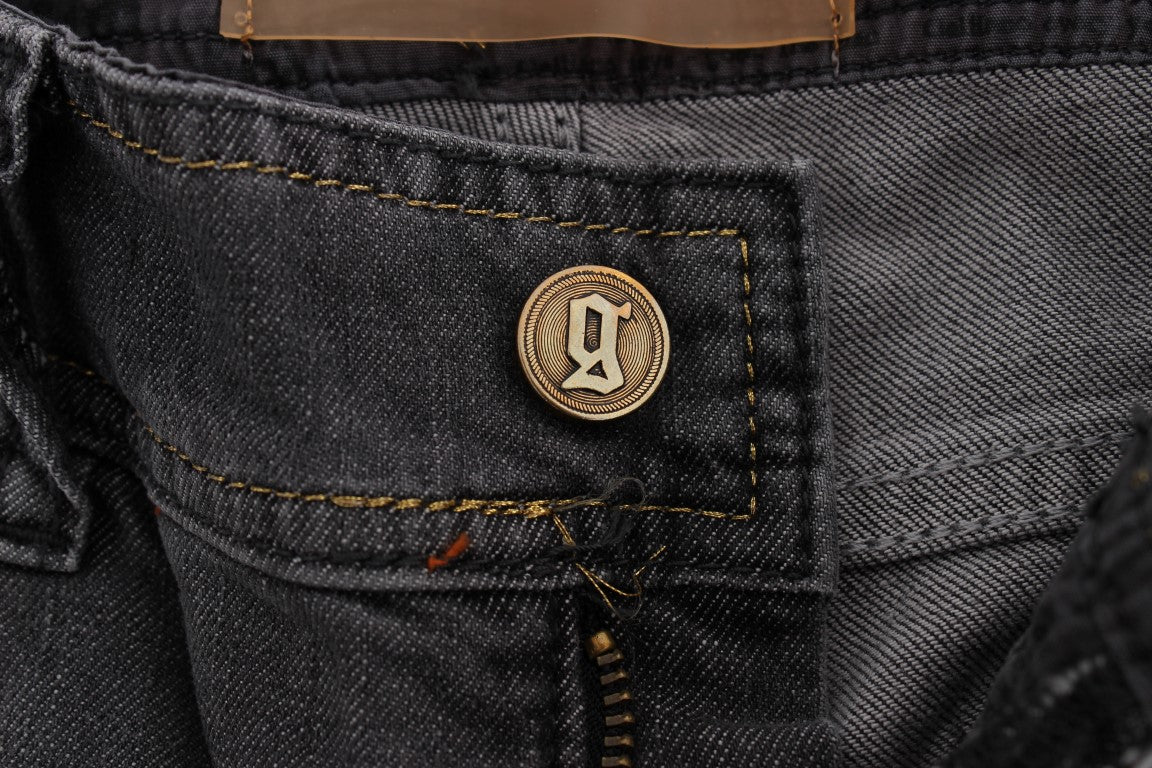 John Galliano Graue Waschung Baumwollmischung Slim Fit Stretch Jeans