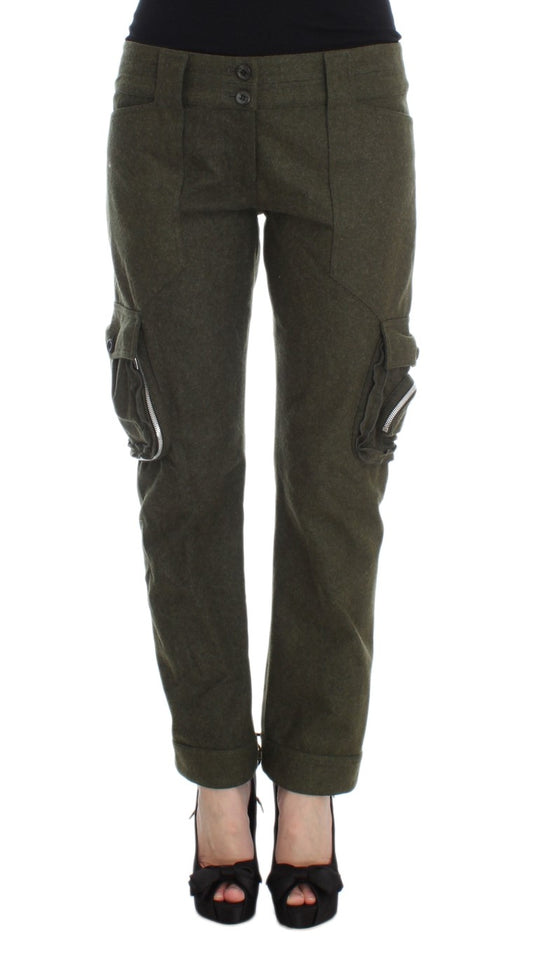 Ermanno Scervino Grüne Cargo-Hose aus Wollmischung in lockerer Passform