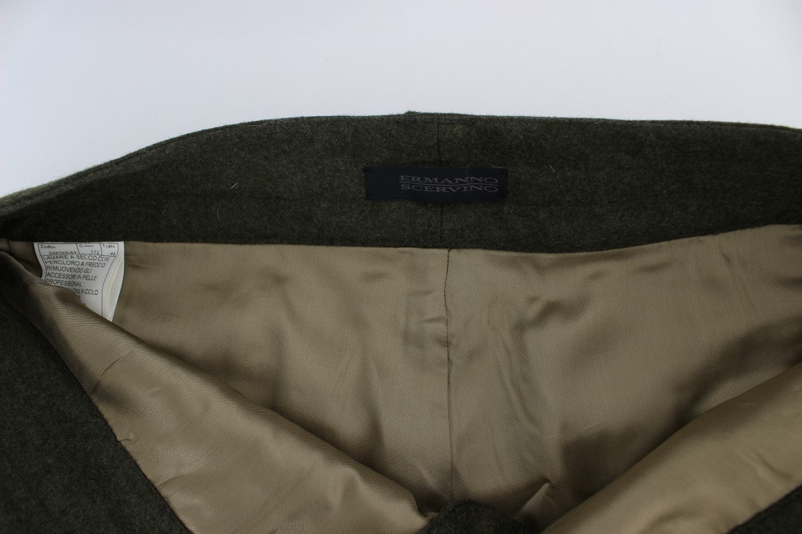 Ermanno Scervino Grüne Cargo-Hose aus Wollmischung in lockerer Passform