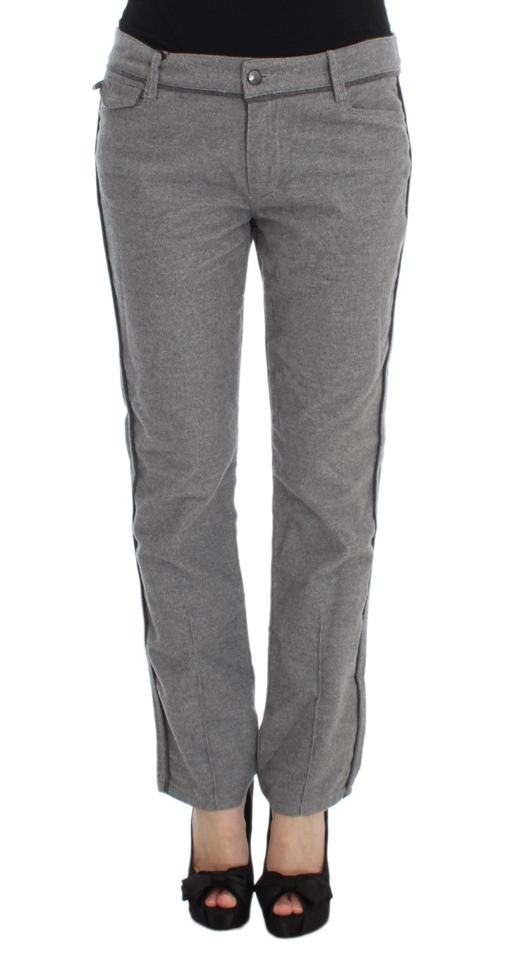 Ermanno Scervino Graue Baumwolle Straight Fit Freizeithosen