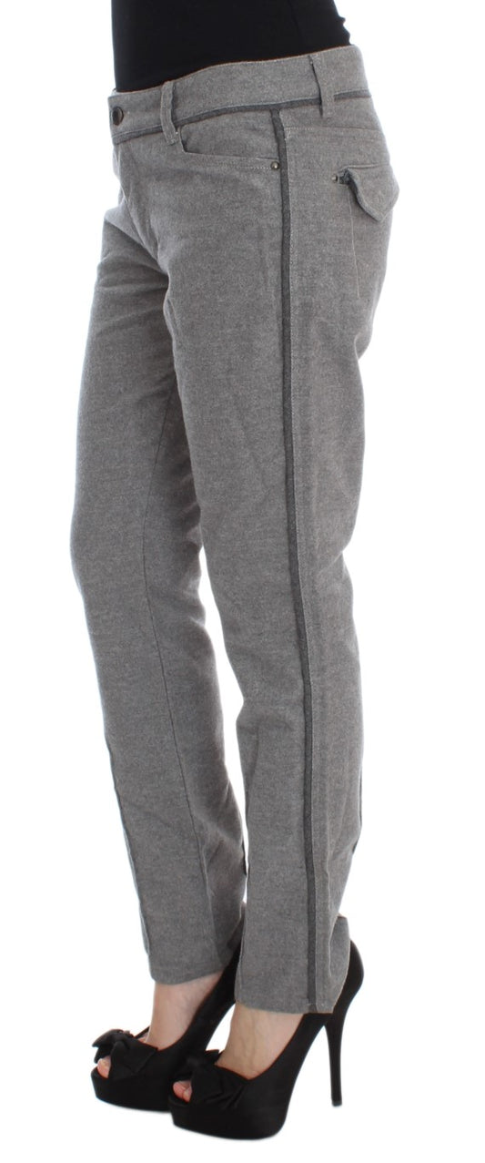 Ermanno Scervino Graue Baumwolle Straight Fit Freizeithosen