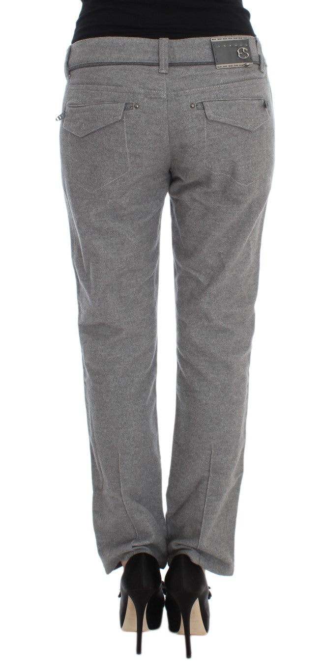 Ermanno Scervino Graue Baumwolle Straight Fit Freizeithosen