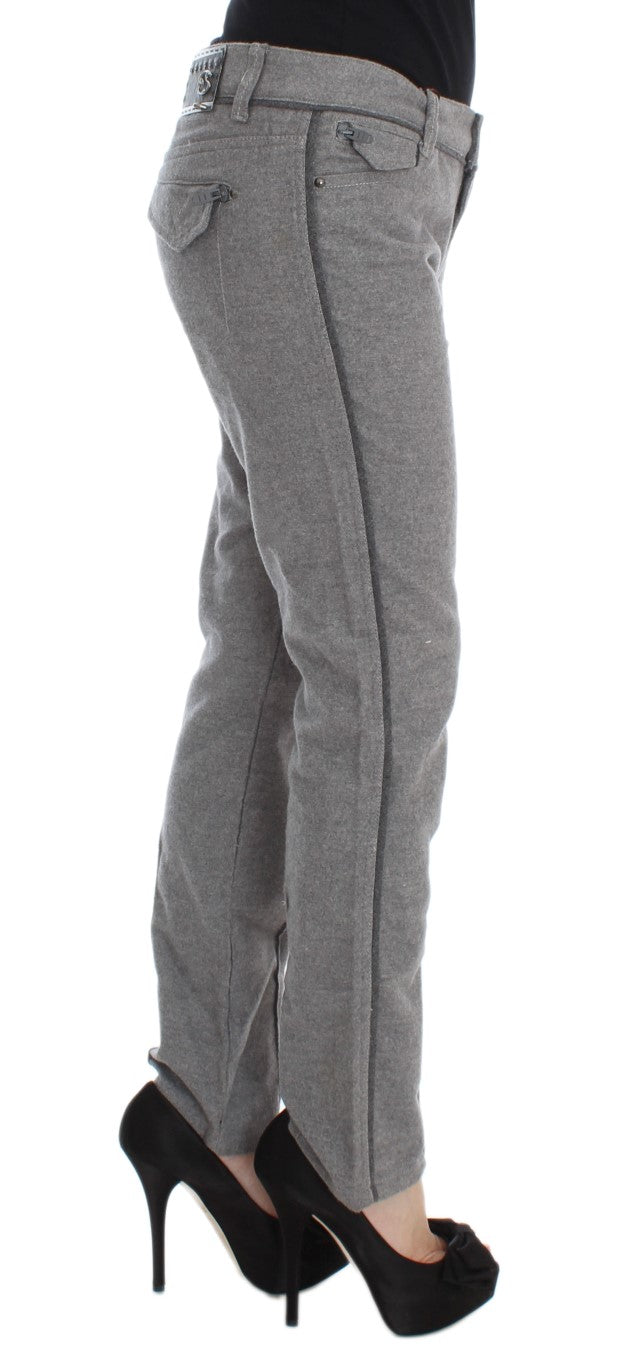 Ermanno Scervino Graue Baumwolle Straight Fit Freizeithosen