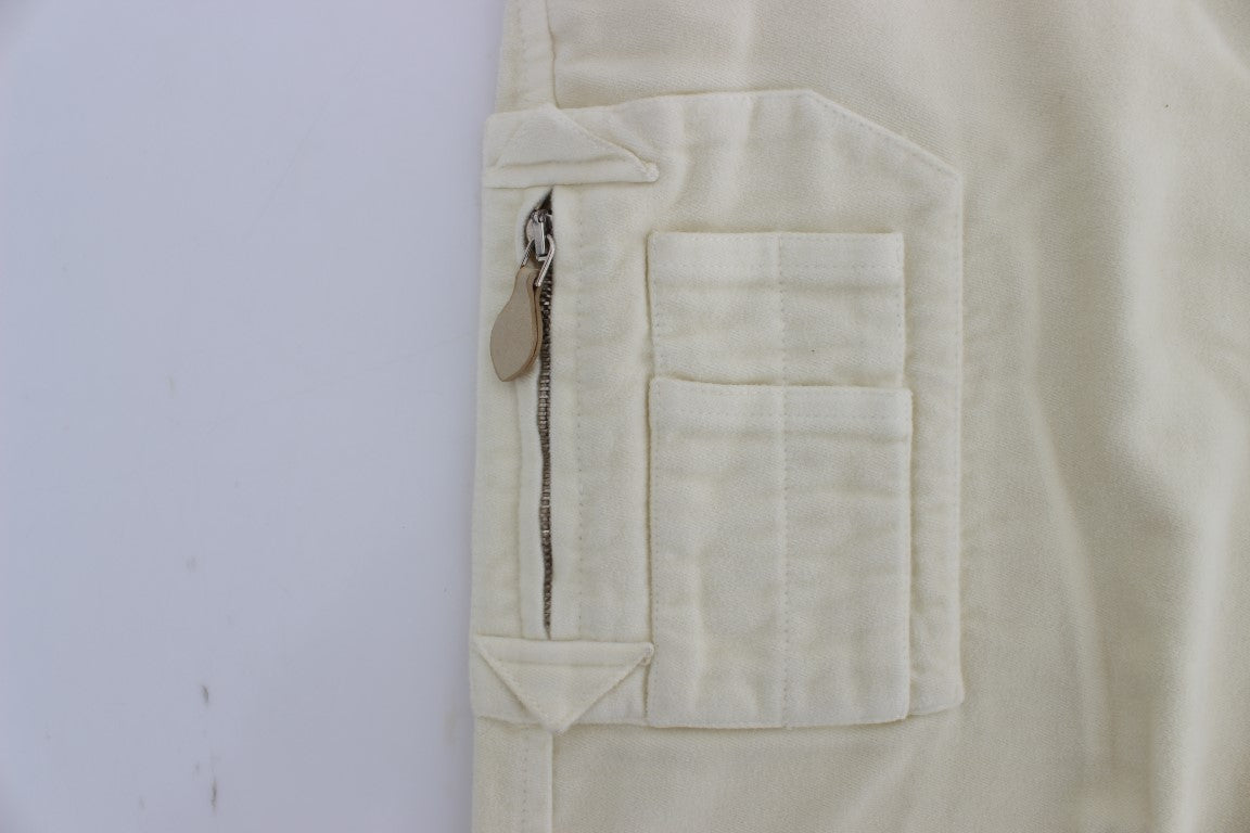 Ermanno Scervino Beigefarbene Capri-Cargo-Hose aus Baumwolle