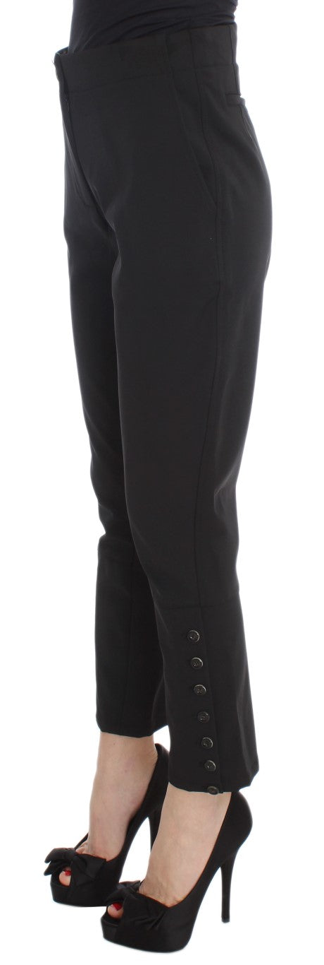 Ermanno Scervino Schwarze Capri-Hose aus Baumwollmischung