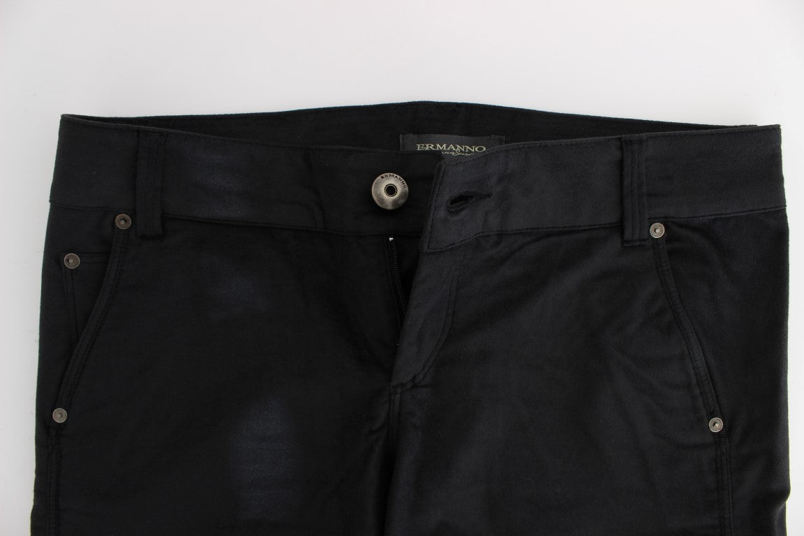 Ermanno Scervino Schwarze Baumwollmischung Regular Fit Hose