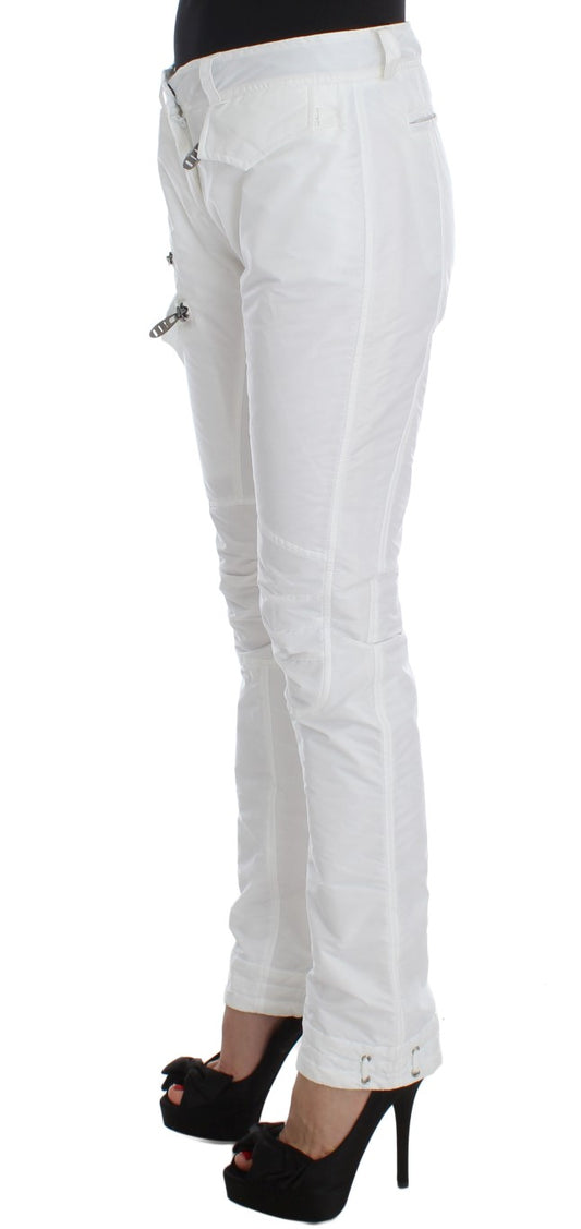 Ermanno Scervino Weiße Nylon gepolsterte Slim Fit Cargohose