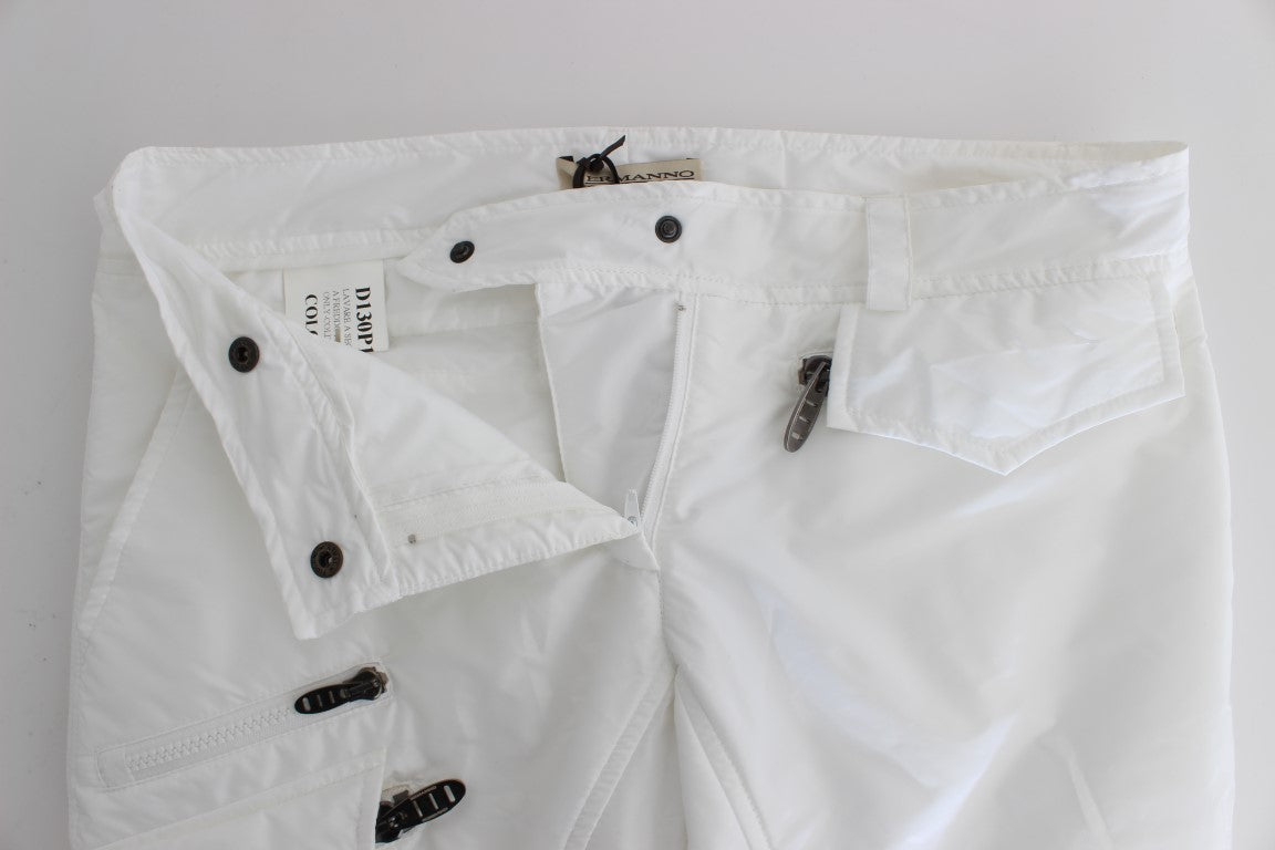 Ermanno Scervino Weiße Nylon gepolsterte Slim Fit Cargohose