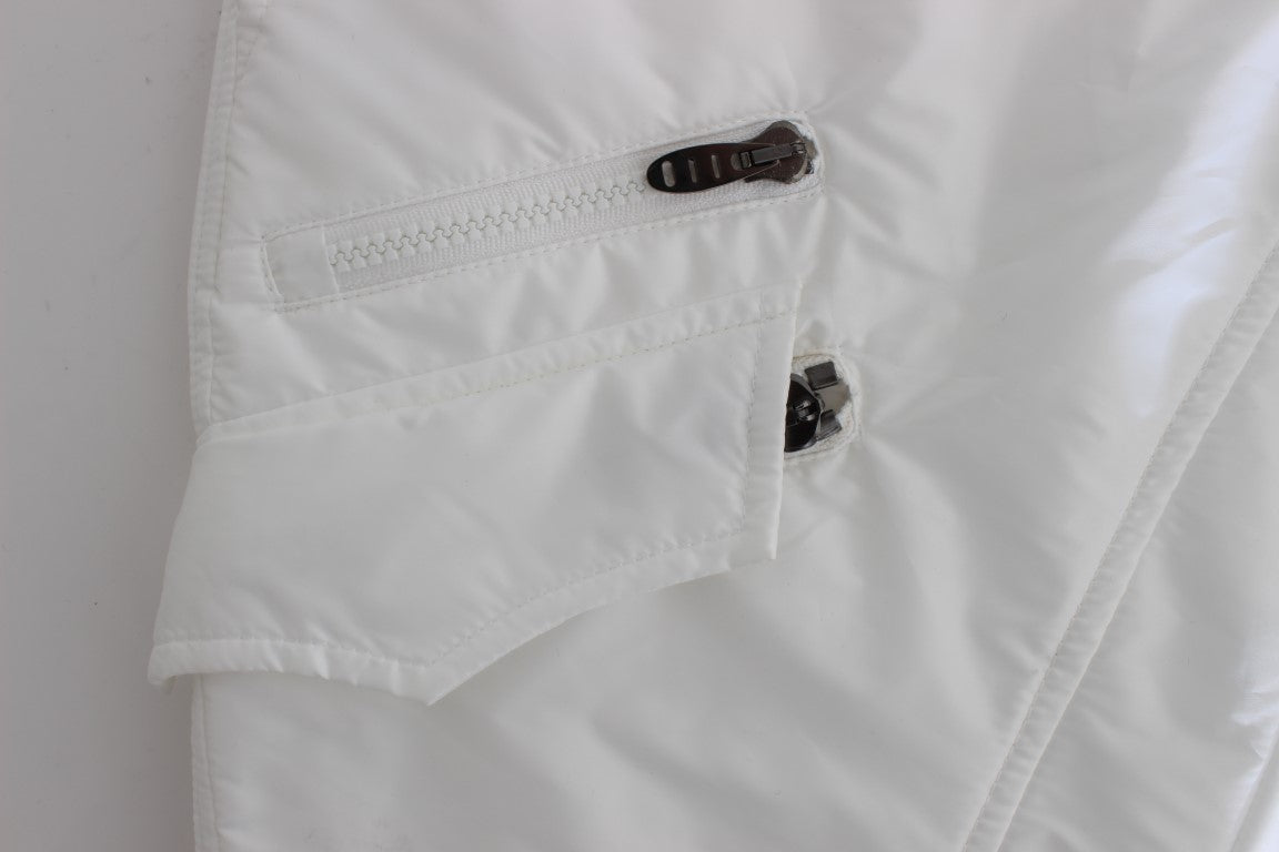 Ermanno Scervino Weiße Nylon gepolsterte Slim Fit Cargohose