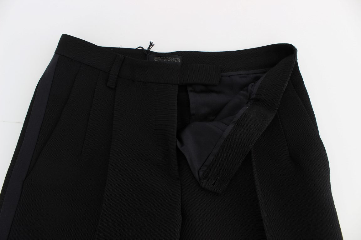 Ermanno Scervino Schwarz gestreifte Hose aus Baumwollmischung mit weiten Beinen