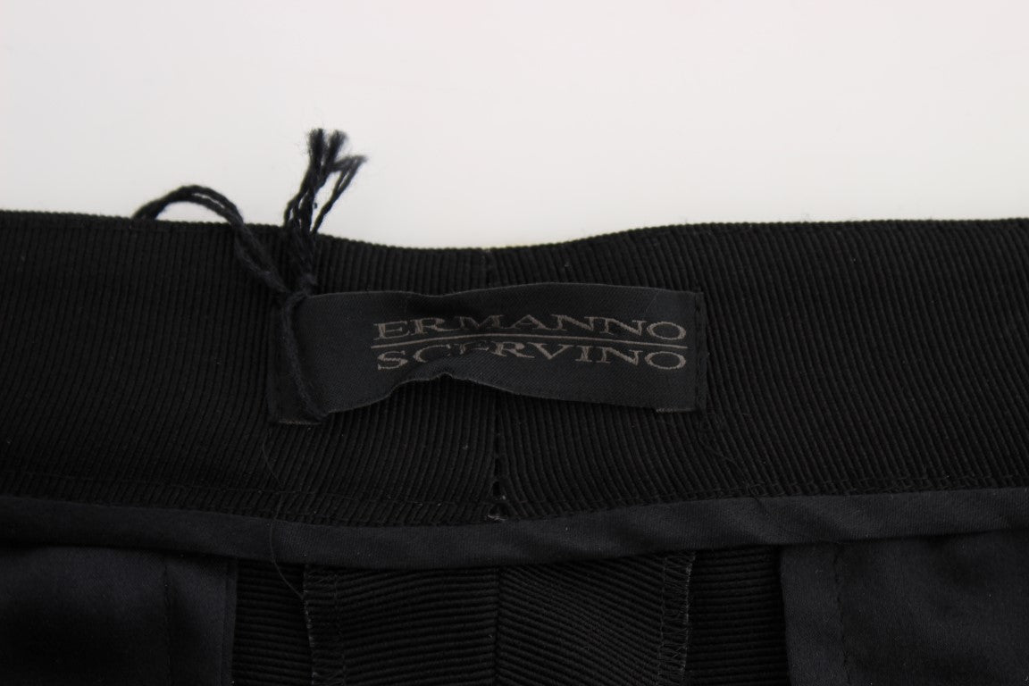Ermanno Scervino Schwarz gestreifte Hose aus Baumwollmischung mit weiten Beinen