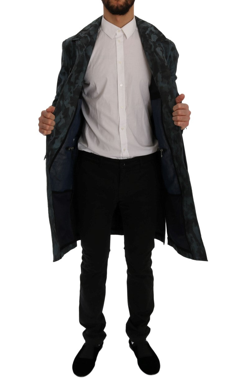 Dolce & Gabbana Blauer Tarnfarben-Graben Trench