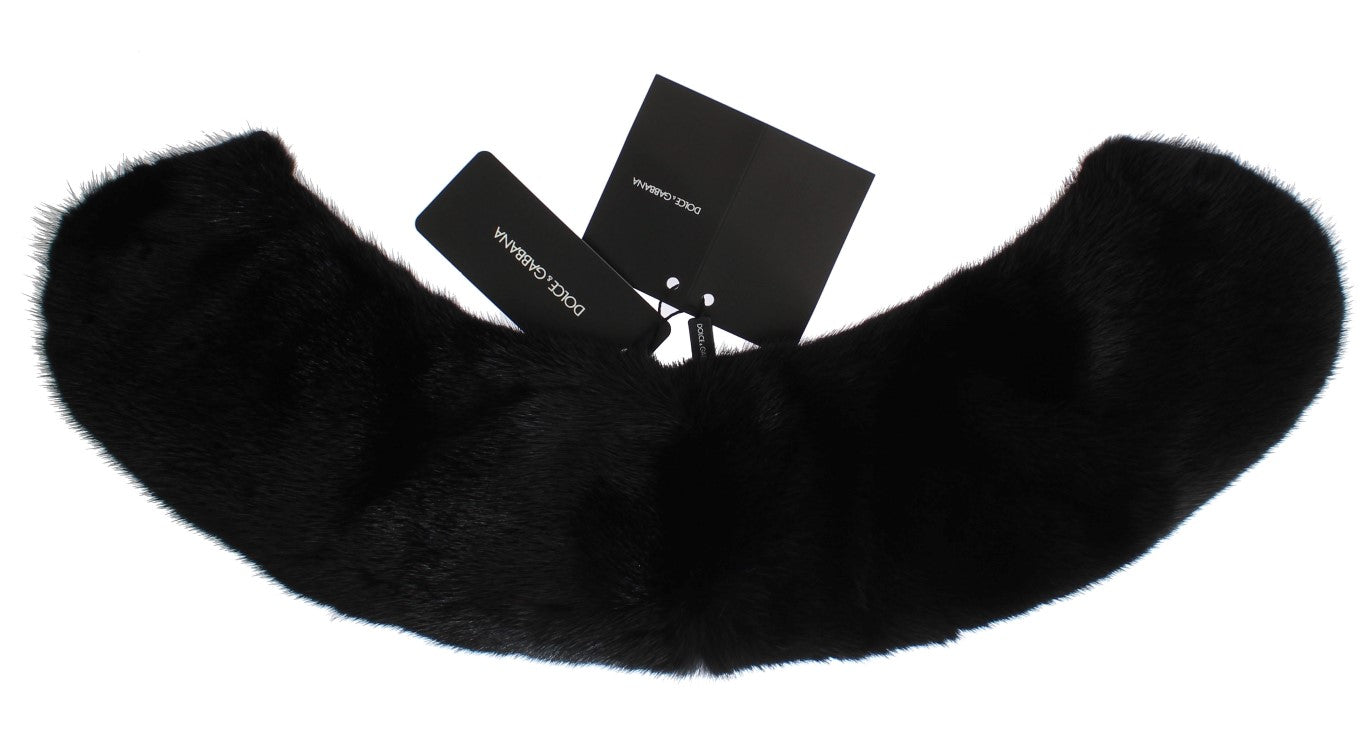 Dolce & Gabbana Schwarzer Nerzpelz-Schulterkragen-Schal