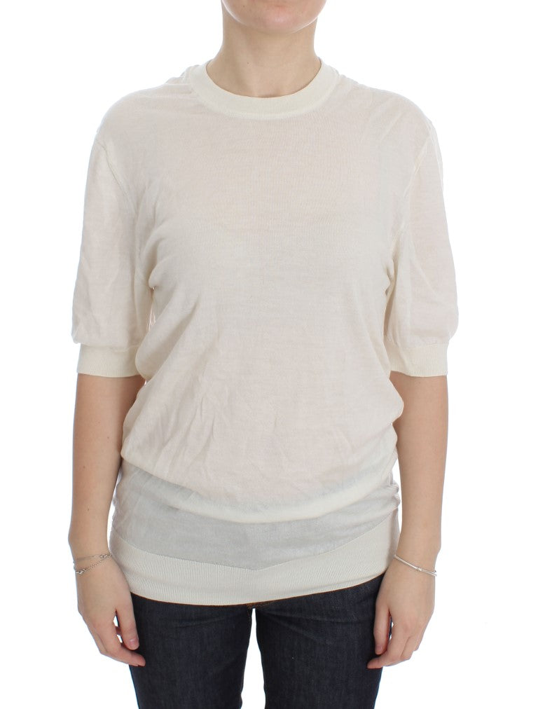 Dolce & Gabbana Weißer Pullover aus 100% Kaschmir