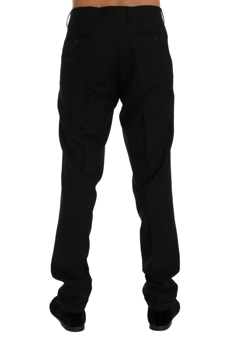 Dolce & Gabbana Schwarz gestreifte Woll-Stretch-Hose