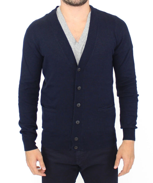 Ermanno Scervino Blaue Woll-Kaschmir-Strickjacke Pullover