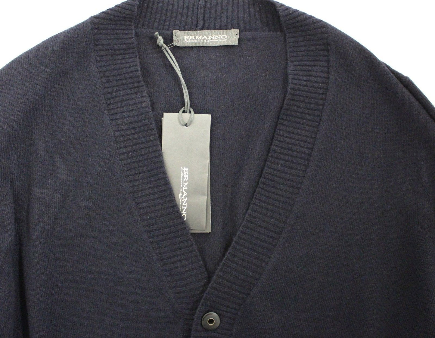 Ermanno Scervino Blaue Woll-Kaschmir-Strickjacke Pullover