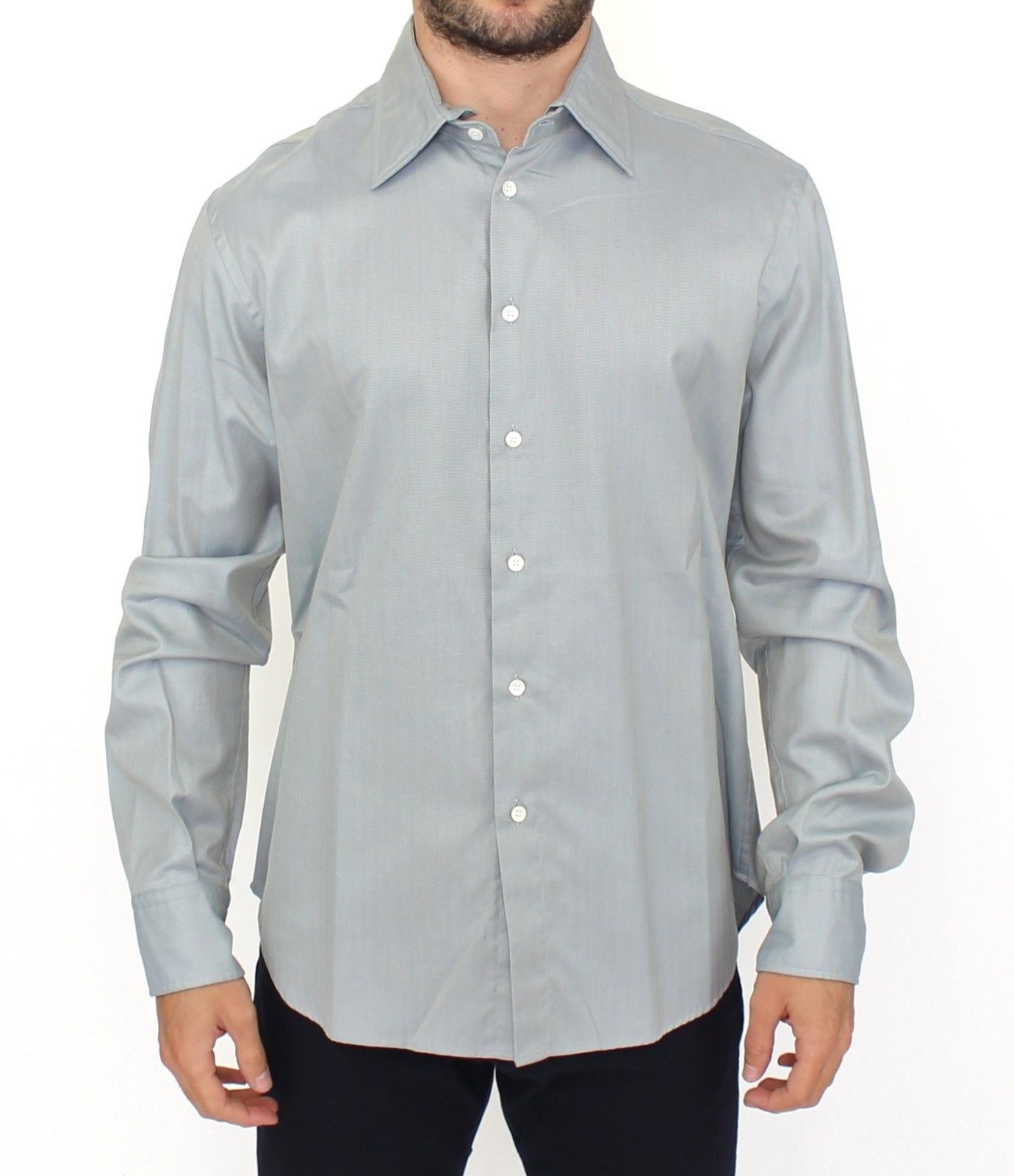 Ermanno Scervino Graues Langarmhemd aus Baumwolle Casual Top