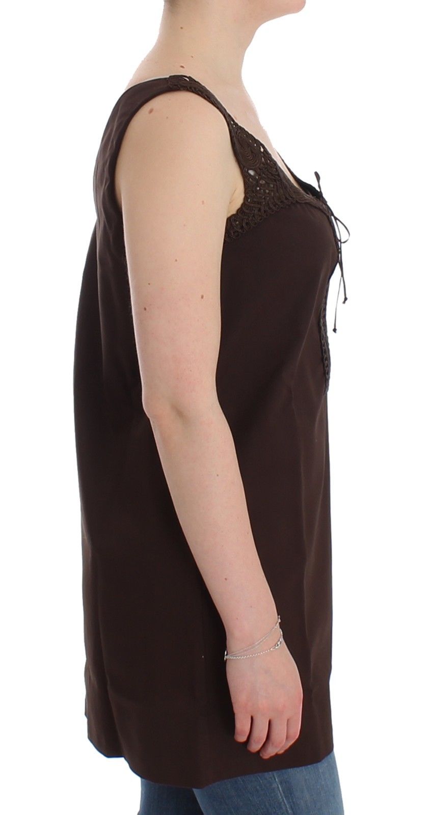 Ermanno Scervino Beachwear Braunes Stretch-Tunikakleid aus Baumwolle