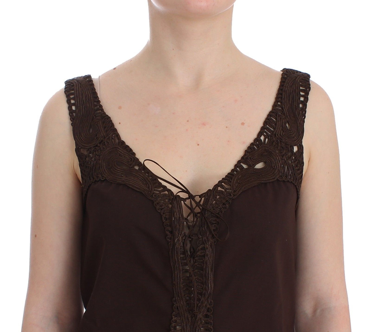Ermanno Scervino Beachwear Braunes Stretch-Tunikakleid aus Baumwolle