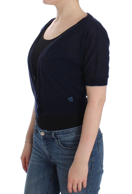 Ermanno Scervino Blauer Wollpullover Cardigan stricken