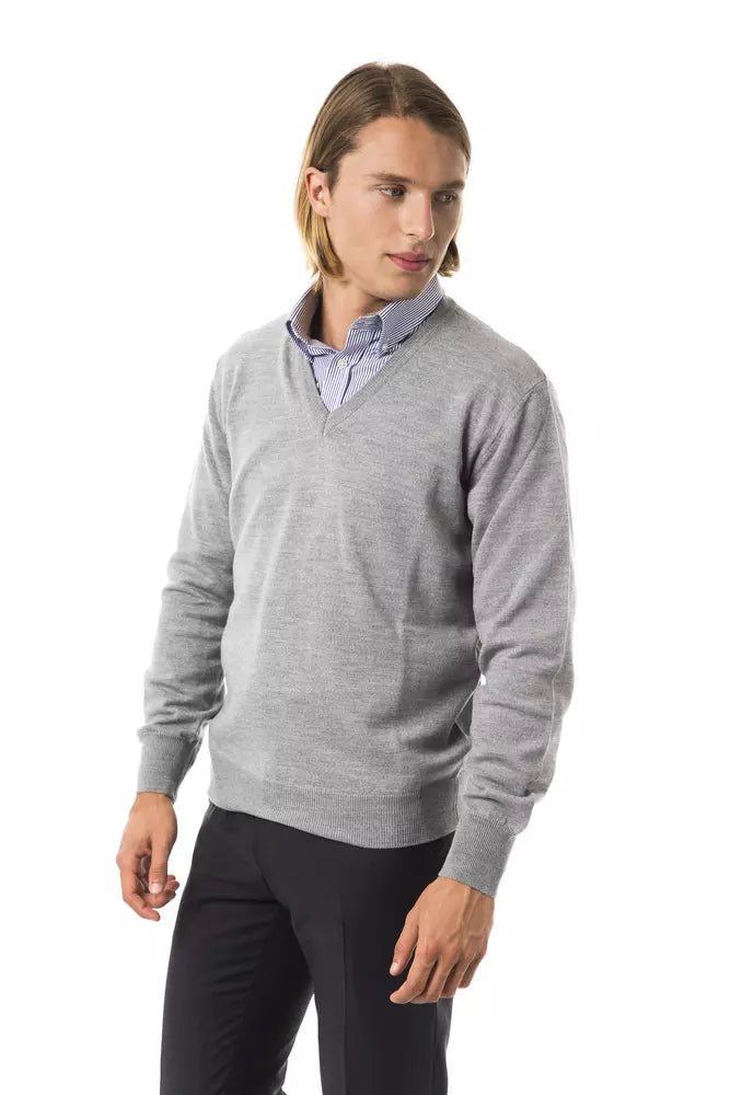 Uominitaliani Grauer Wollpullover für Herren