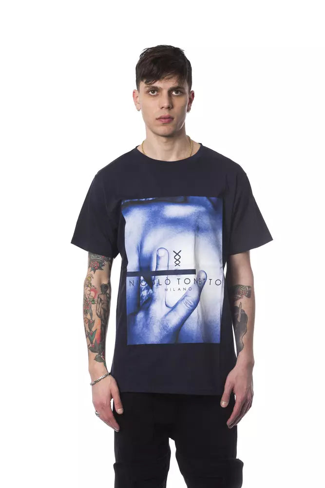 Nicolo Tonetto Blaues Herren-T-Shirt aus Baumwolle