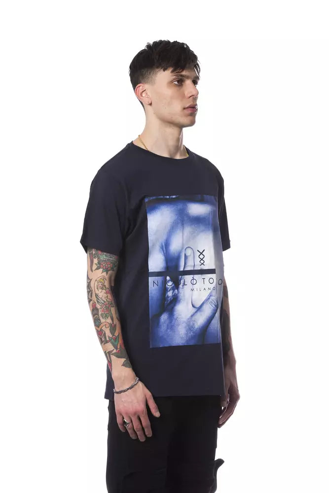 Nicolo Tonetto Blaues Herren-T-Shirt aus Baumwolle