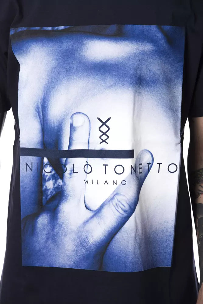 Nicolo Tonetto Blaues Herren-T-Shirt aus Baumwolle