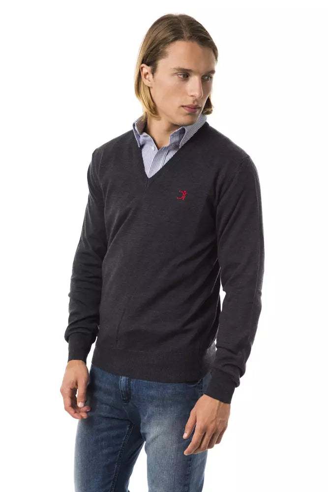 Uominitaliani Grauer Herren-Pullover aus Merinowolle
