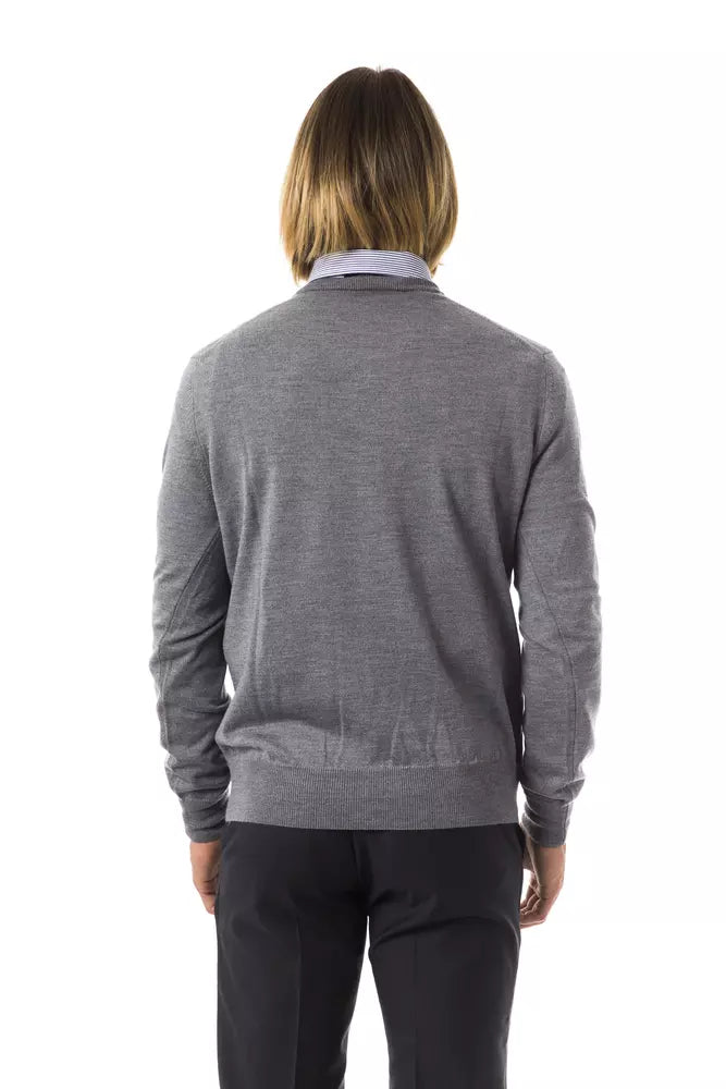 Uominitaliani Grauer Herren-Pullover aus Merinowolle
