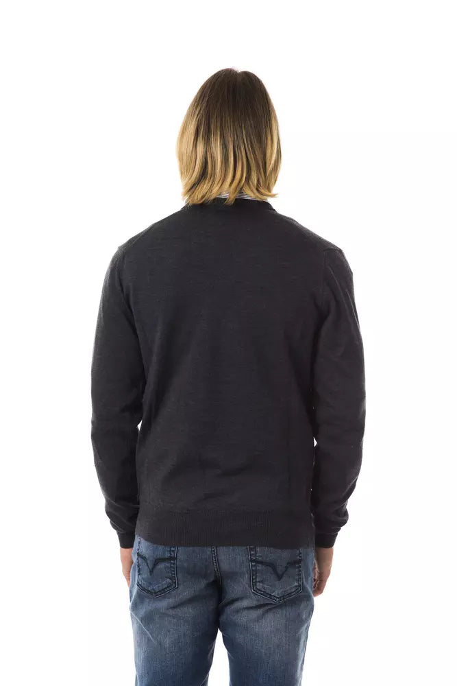 Uominitaliani Grauer Herren-Pullover aus Merinowolle