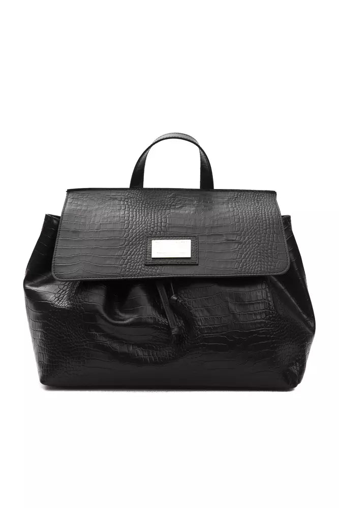 Pompei Donatella Schwarze Leder-Umhängetasche für Damen