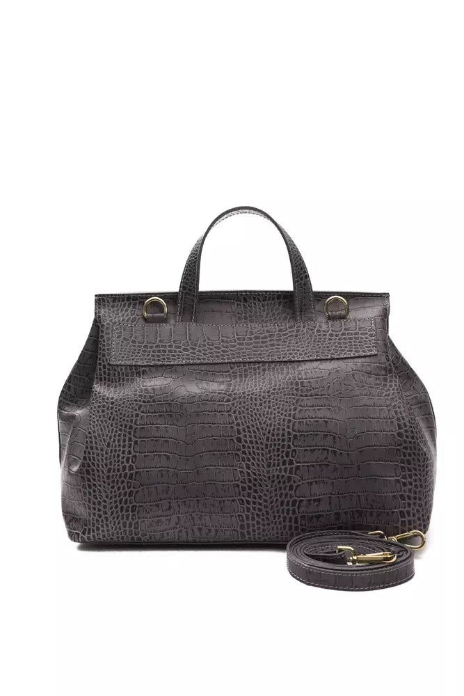 Pompei Donatella Graue Leder-Umhängetasche für Damen