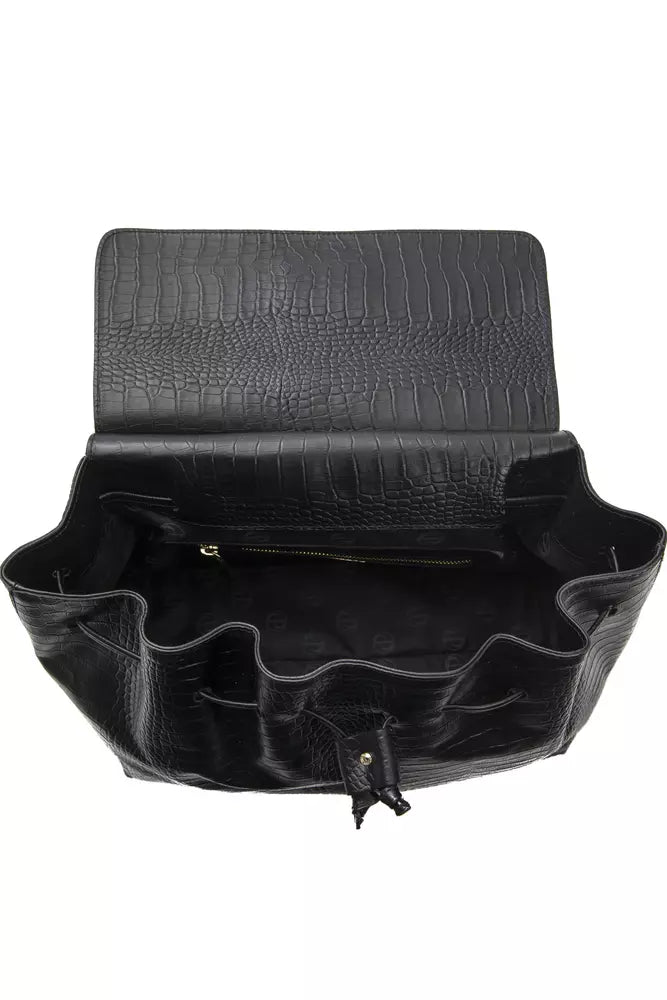 Pompei Donatella Schwarze Leder-Umhängetasche für Damen