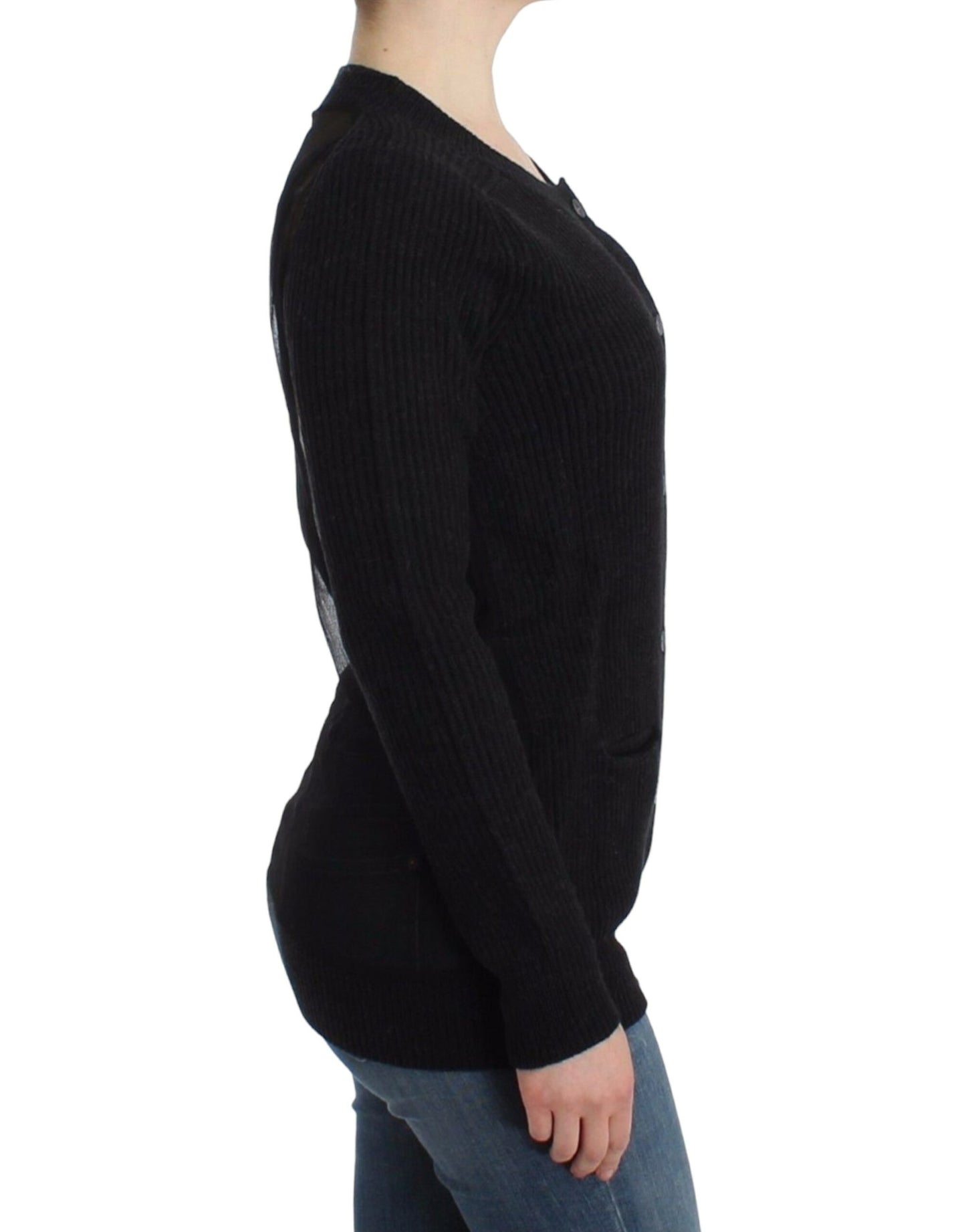 John Galliano Schwarze Wollstrickjacke