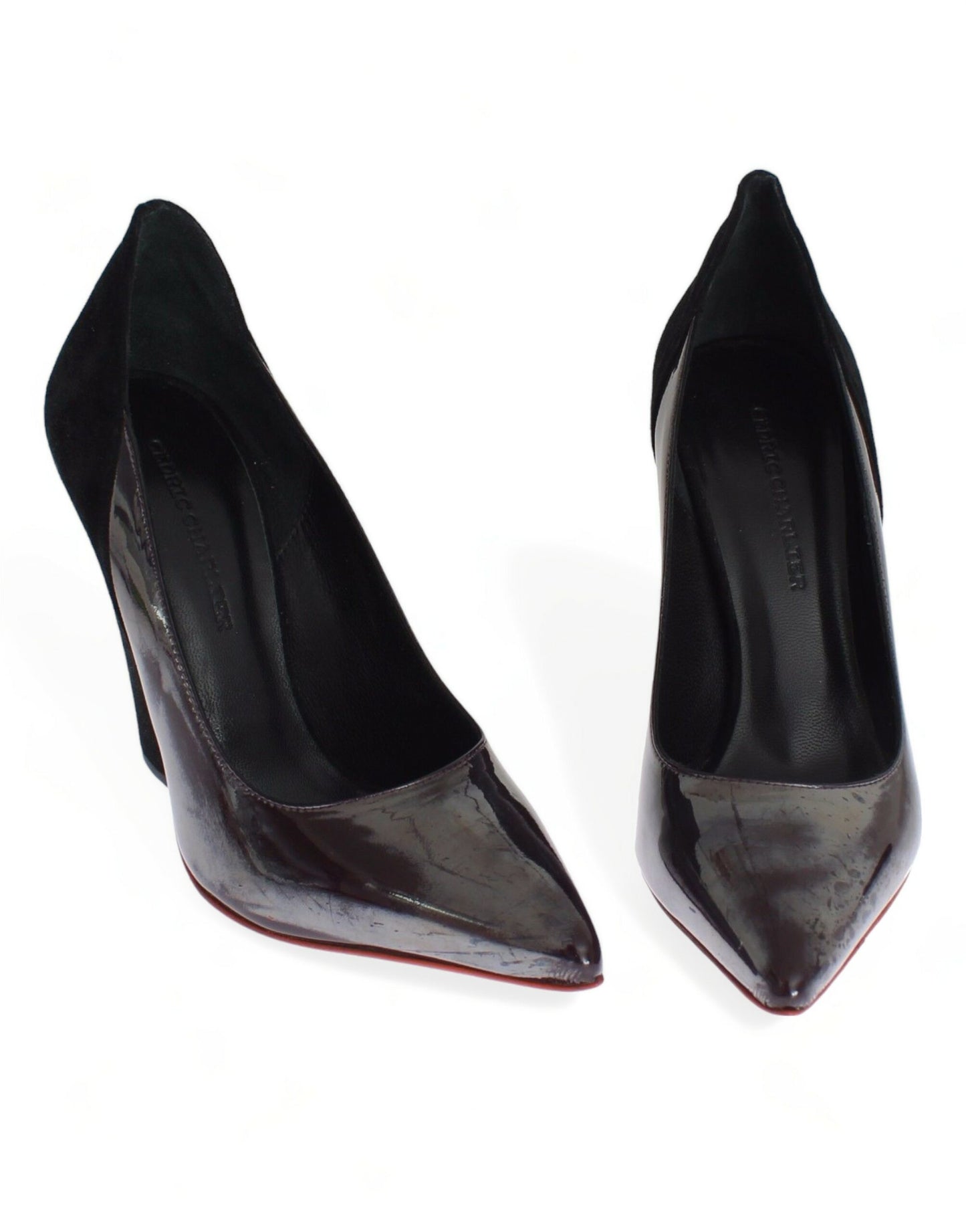 Cédric Charlier Grau Schwarz Leder Wildleder Heels Pumps Schuhe