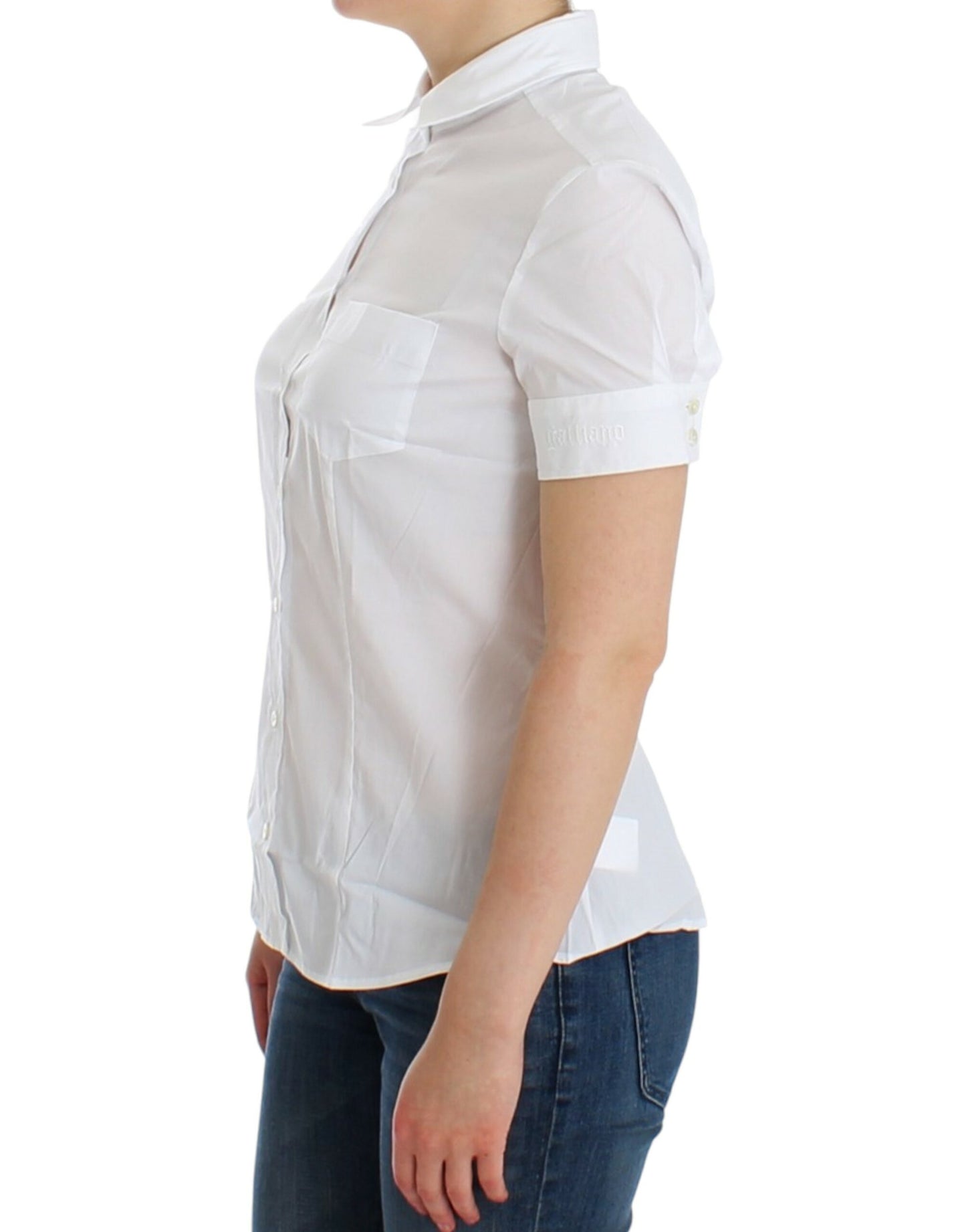 John Galliano Weißes Baumwollshirt Top
