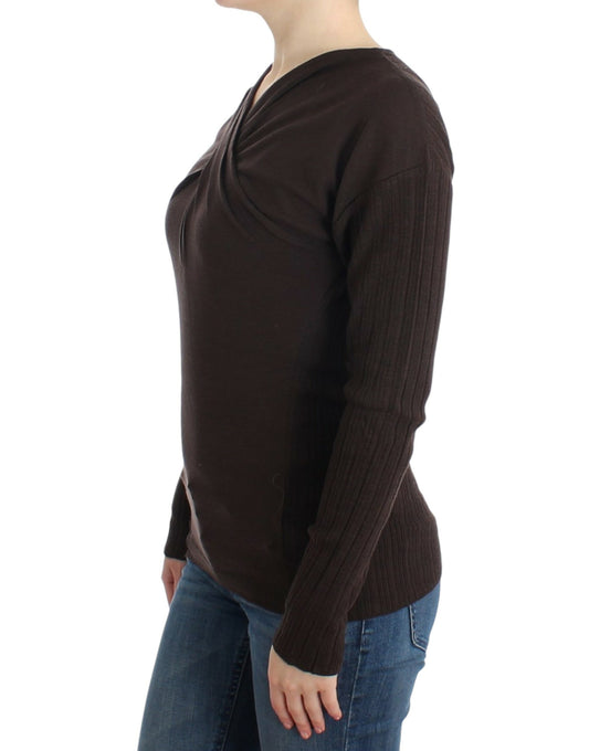 Cavalli Brauner Wollstrickpullover