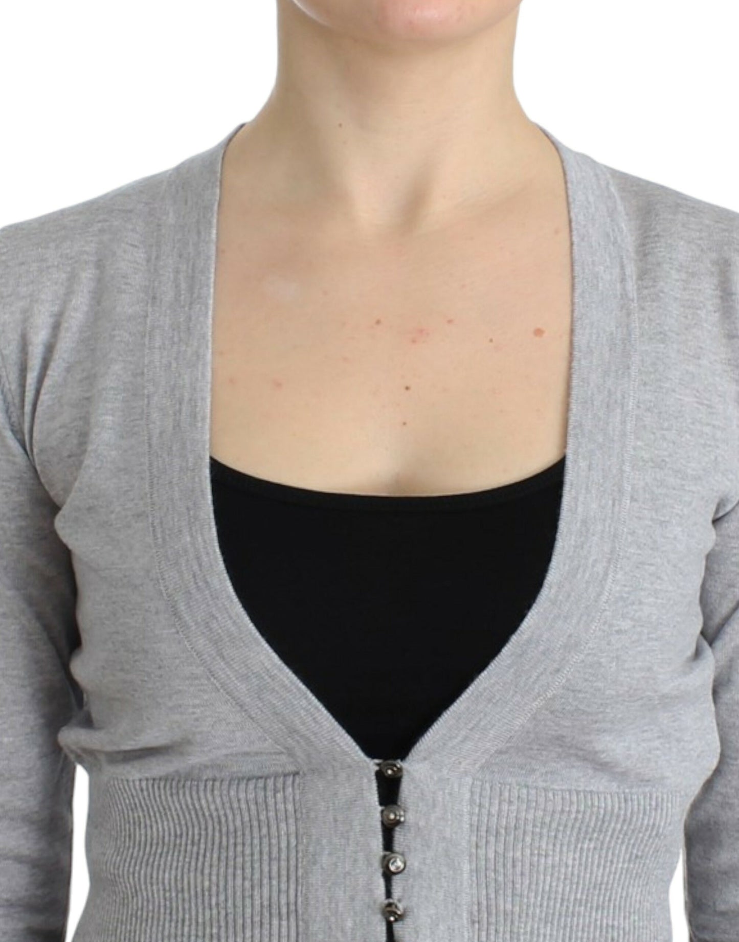Cavalli Graue Strickjacke aus Wolle in Kurzform