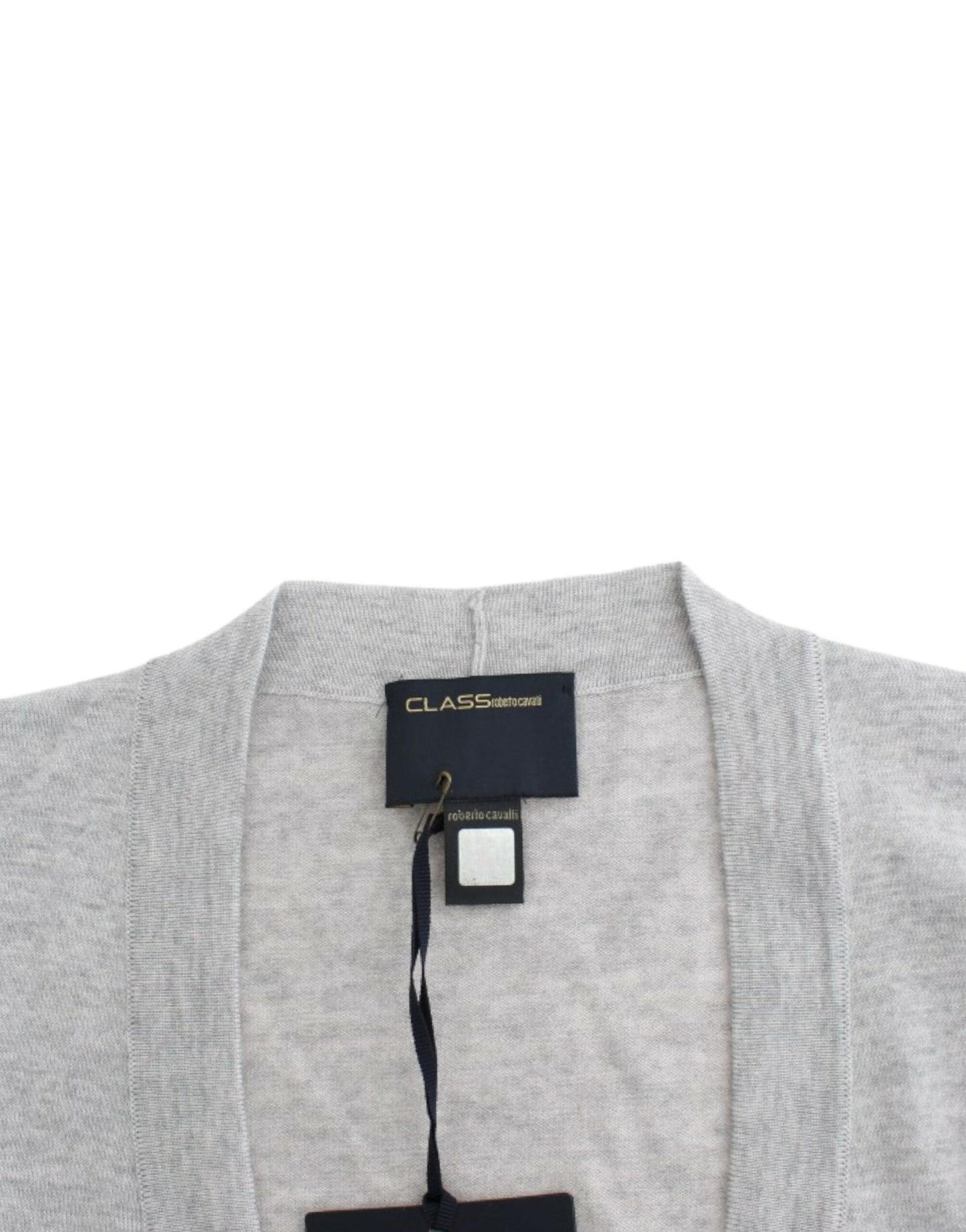 Cavalli Graue Strickjacke aus Wolle in Kurzform