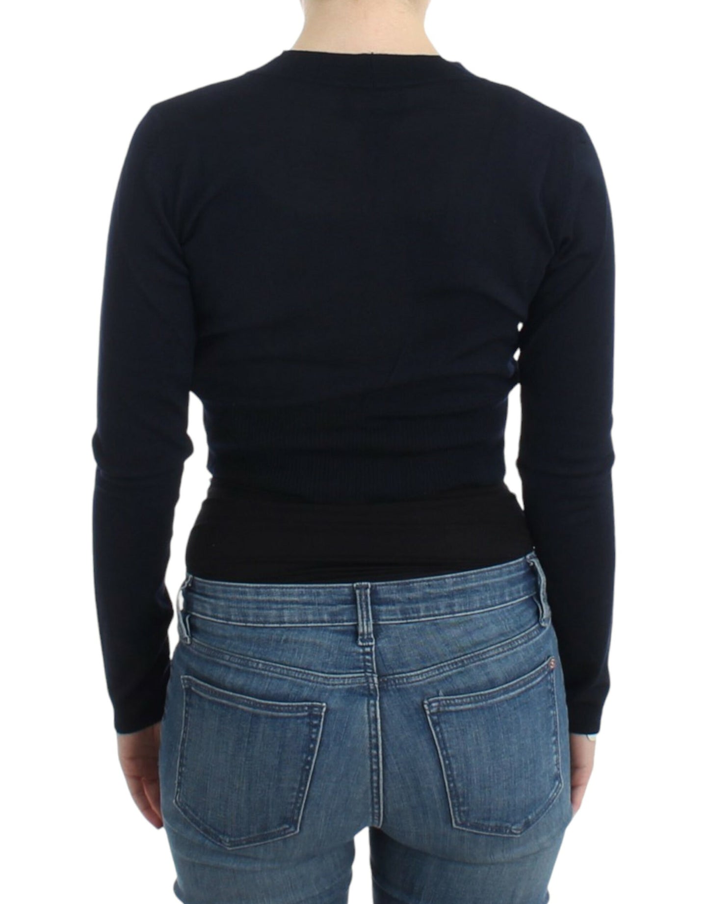 Cavalli Schwarze Strickjacke aus Wolle in Kurzform