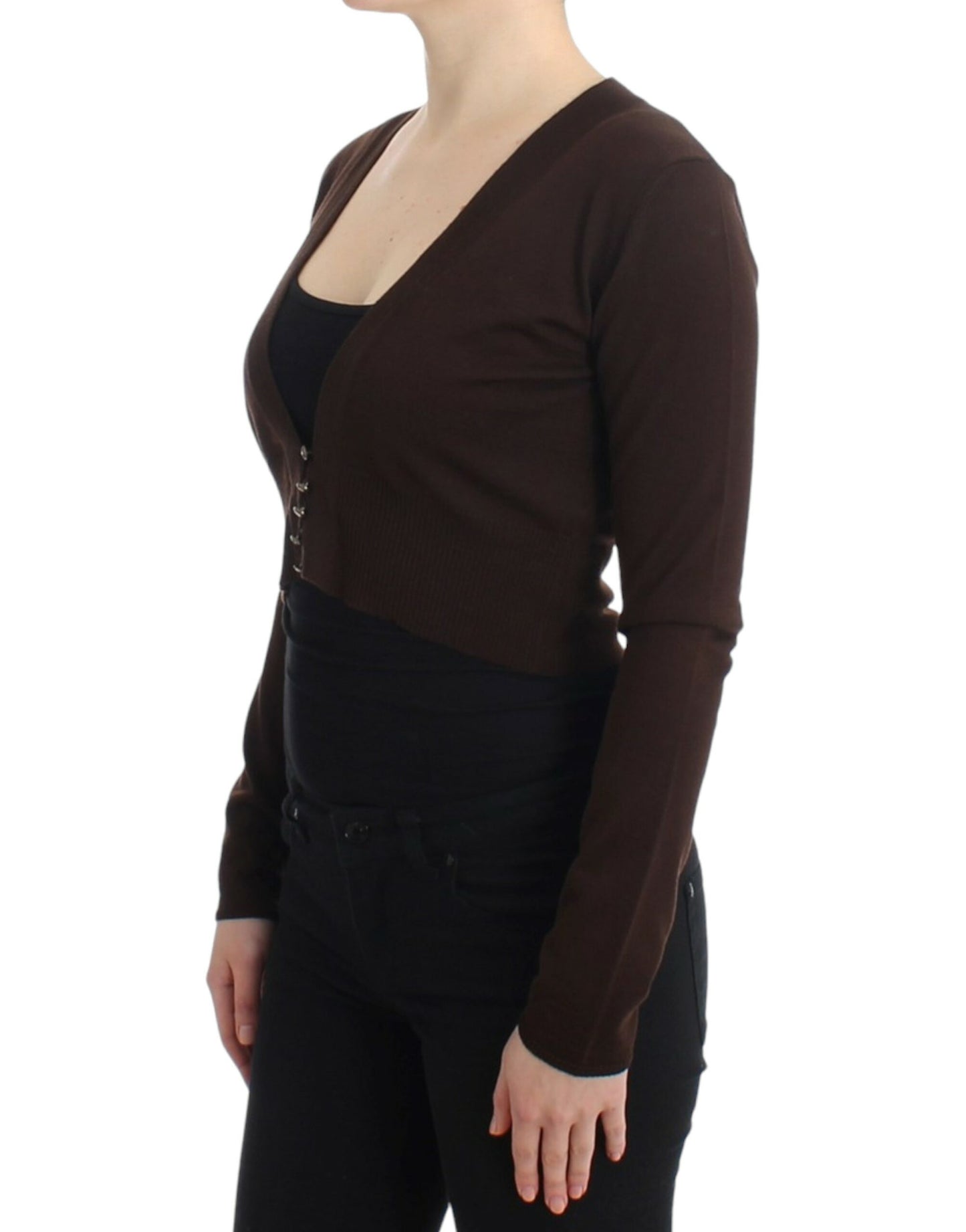 Cavalli Braune Strickjacke aus Wolle